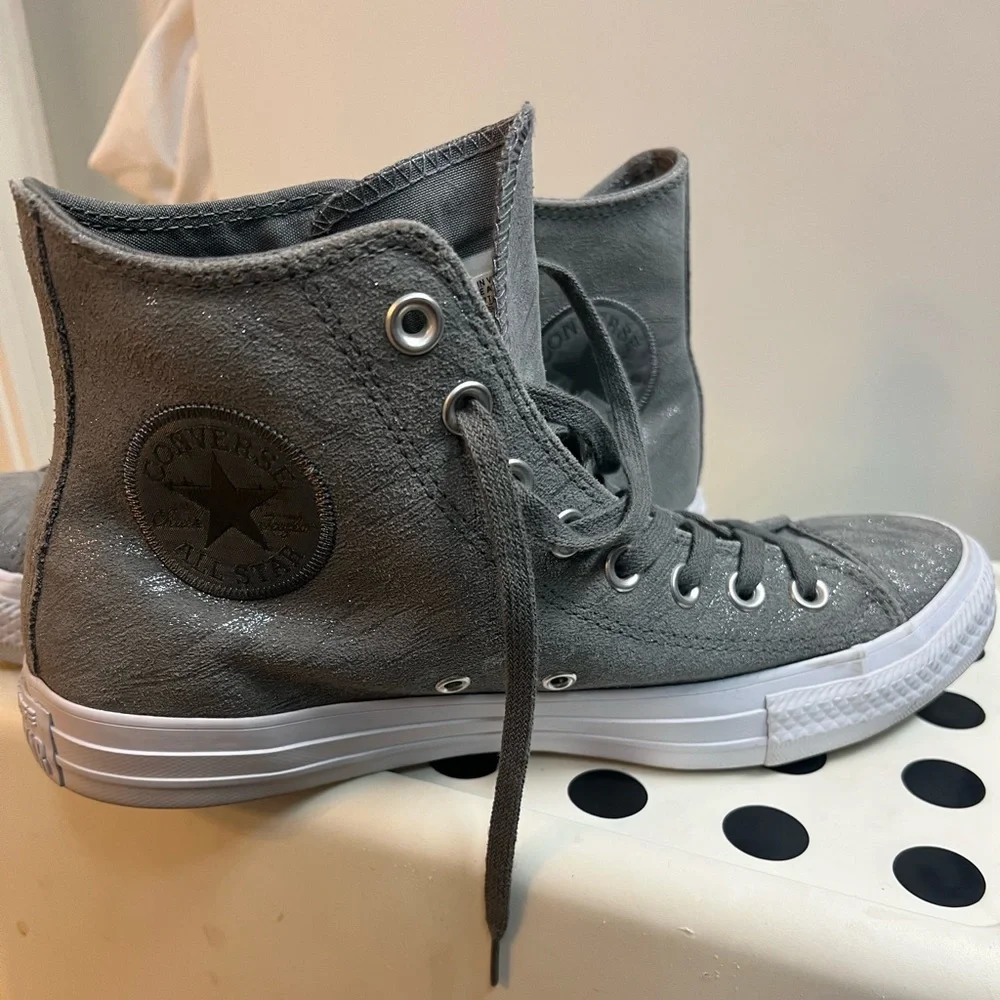 Converse Gray Shiny High-Top Athletic Sneakers